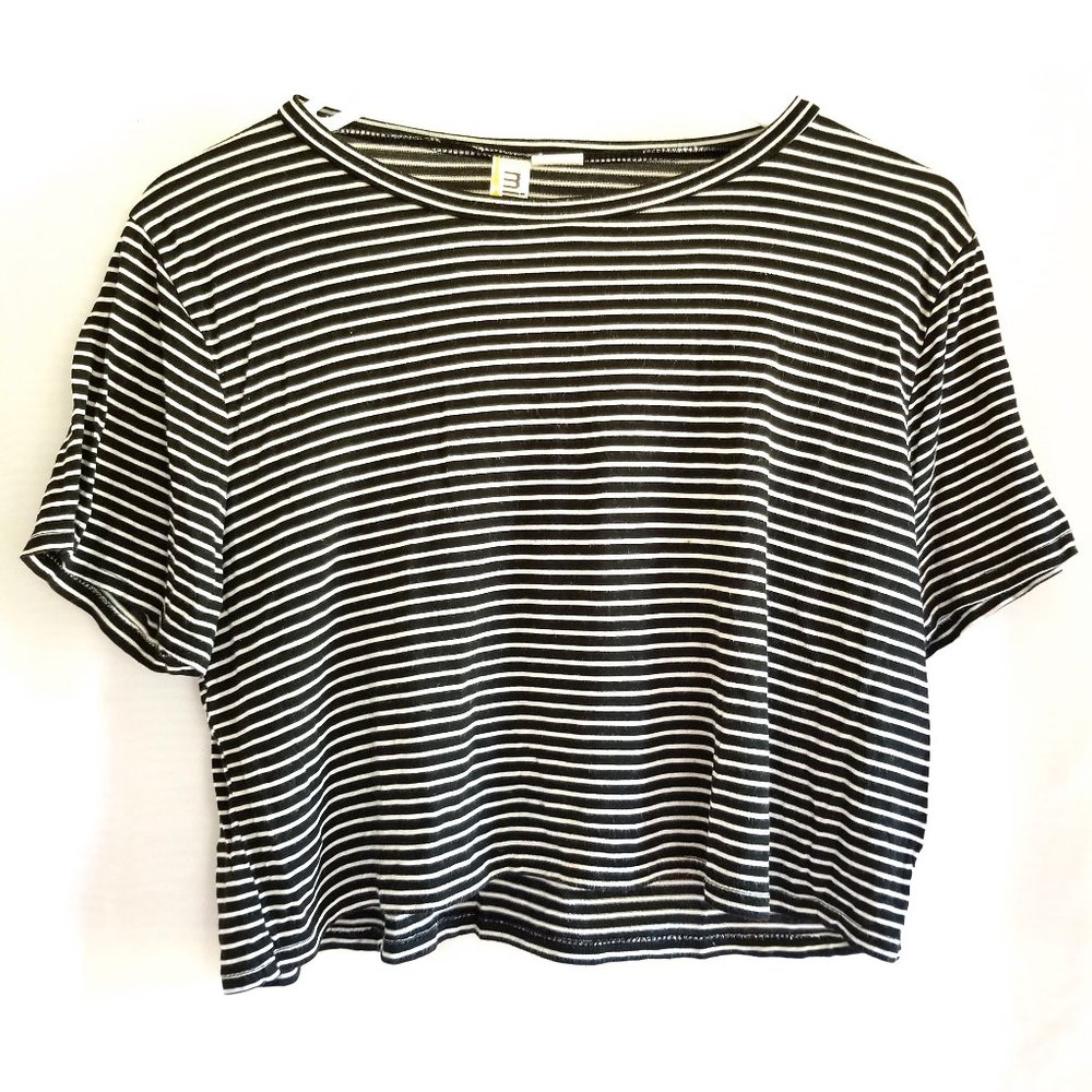 Mimi Chica Black & White Striped Crop Top - M